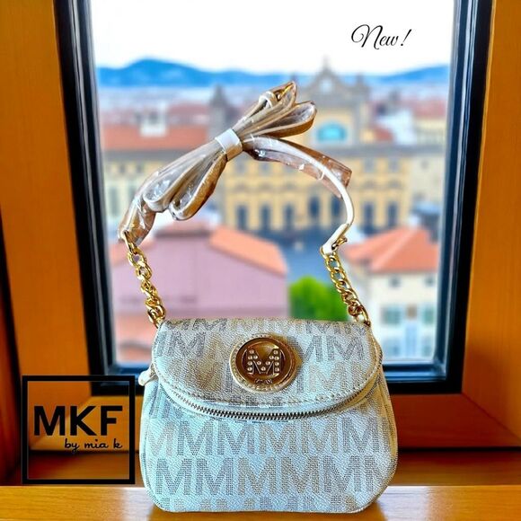 MILAN MKF Collection Cream, Tan, And Black Vegan Crossbody Bag NEW! By Mia K - Picture 1 of 11